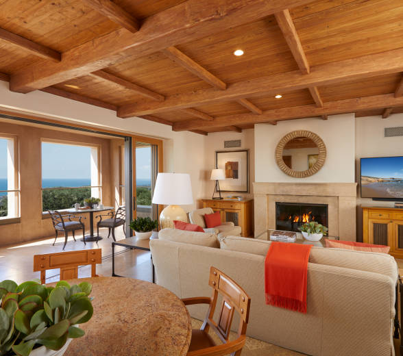 Two Bedroom Villa Living Room and Fireplace