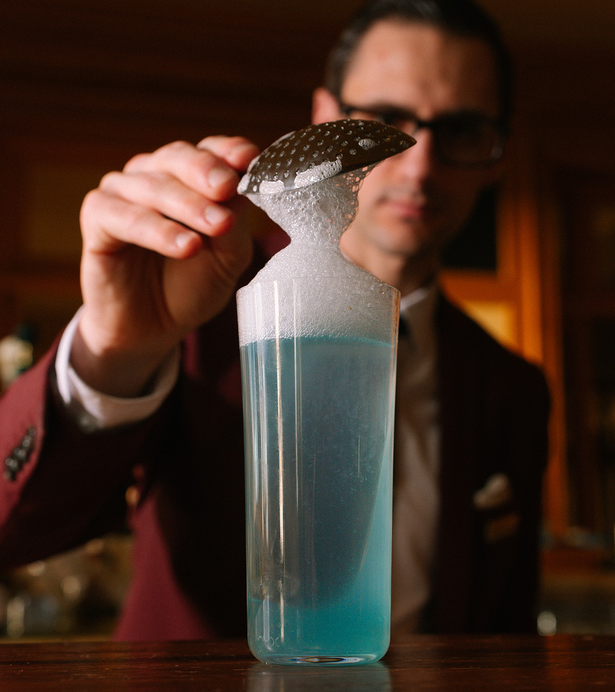 blue cocktail great room bar