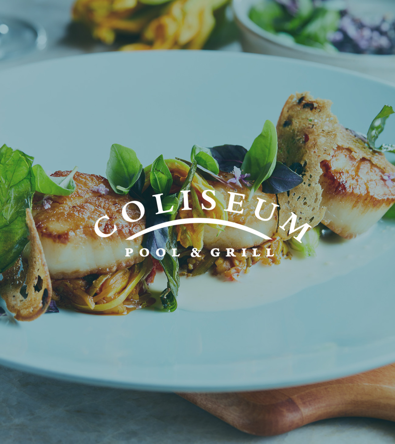 coliseum pool logo and dish