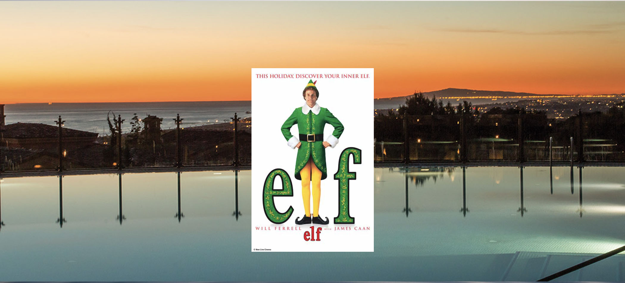 elf movie at the villa pool